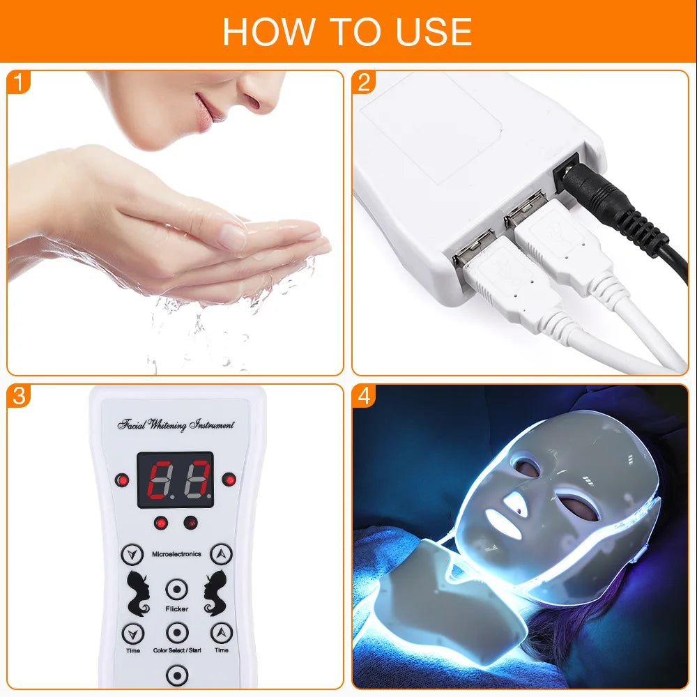 Air Bag-7 Colors Light LED Skin Care Facial Beauty Mask With Neck Skin